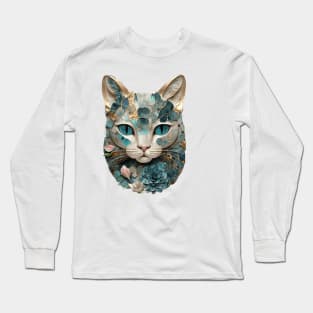 Mineral Jewel Kintsugi Cat Kitty Face Long Sleeve T-Shirt